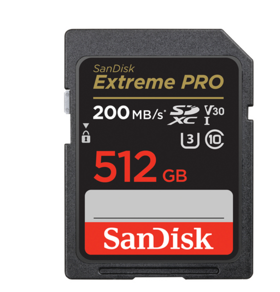 SanDisk 512 GB SDXC ExtremePro 200MB/s V30 UHS-I U3, Class 10 Speicherkarte